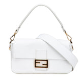 フェンディ 2023年 バゲット ハンドバッグ ショルダーバッグ 2WAY 8BR600 ホワイト リネン レザー レディース FENDI 【中古】